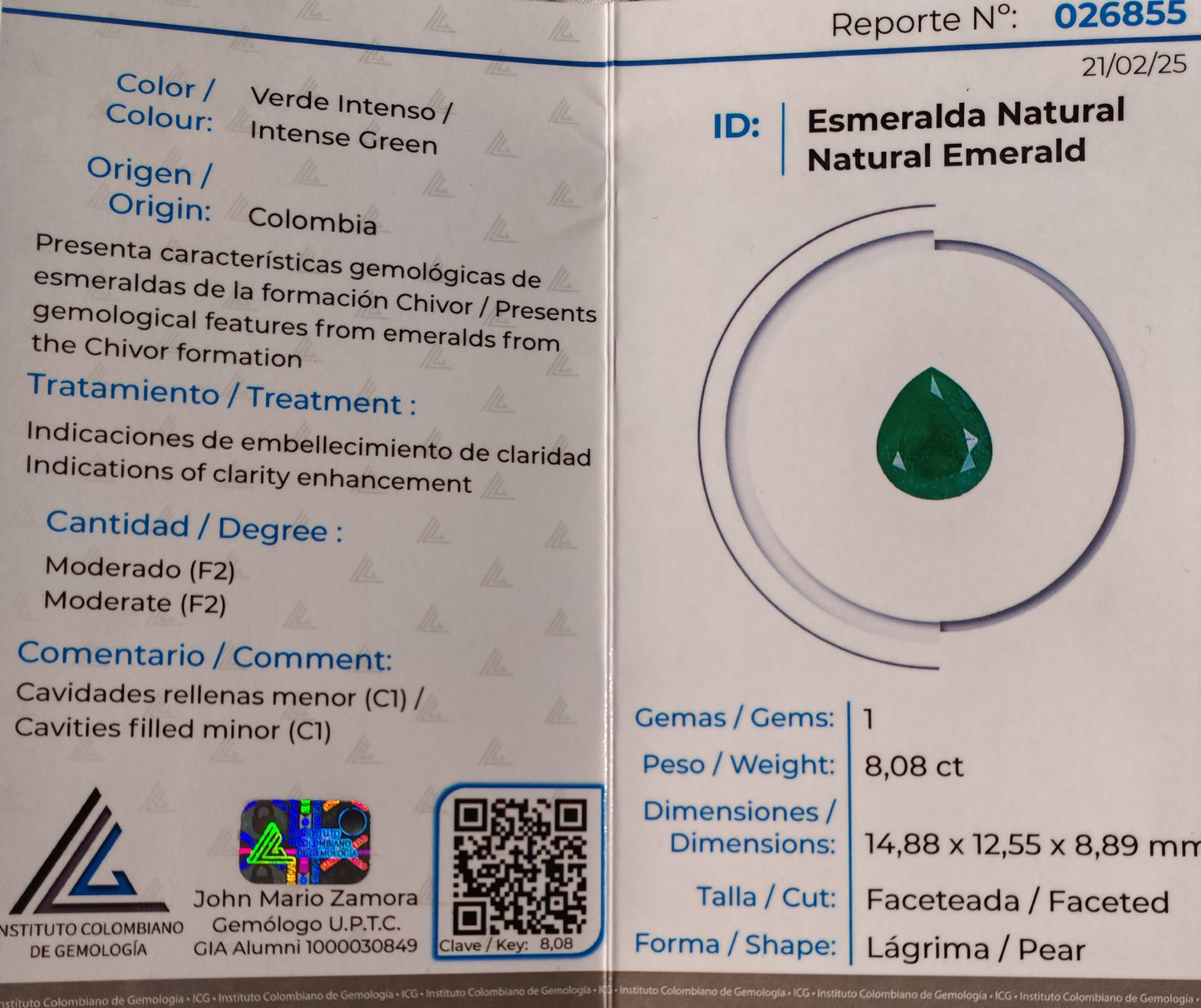 ESMERALDA TALLA LAGRIMA GRANDE
